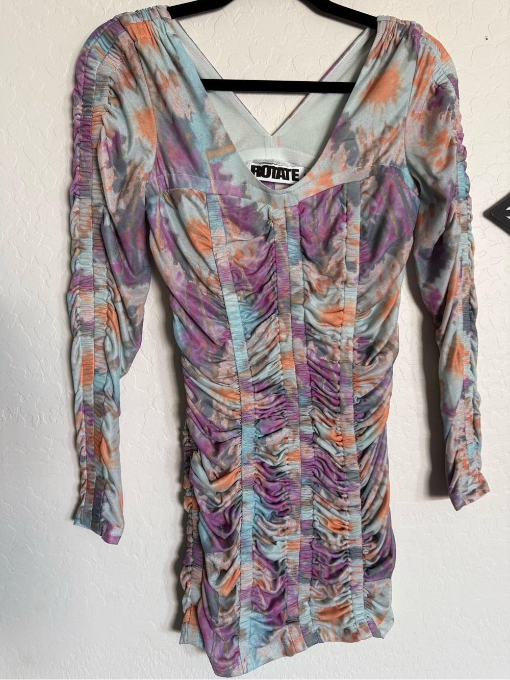 ROTATE Birger Christiansen Daphny Ruched Scoop Neck Mini Dress - NEW - 36 - Picture 5 of 9